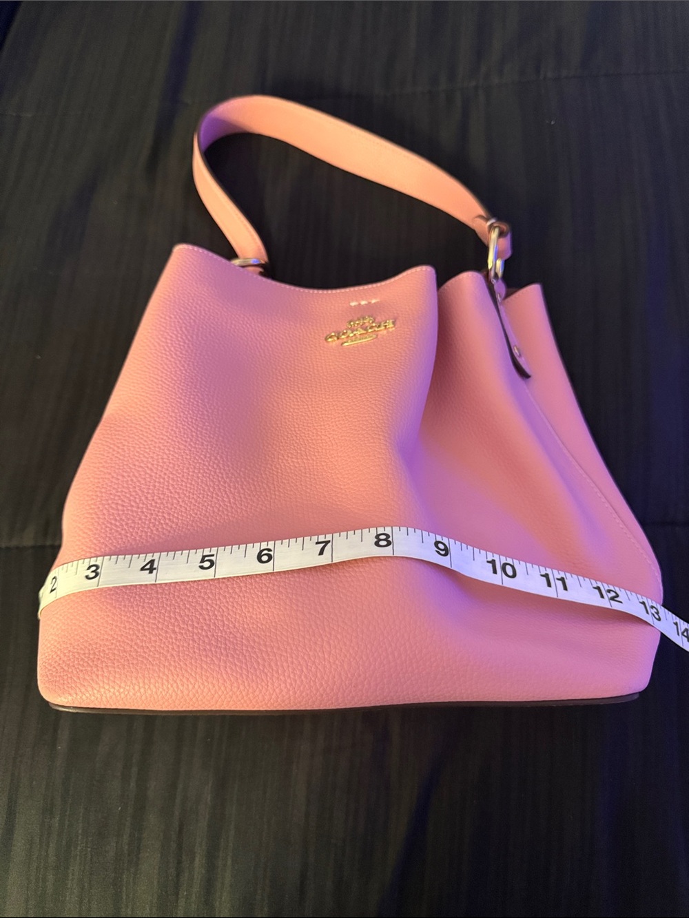 Coach Pink Pebbled Leather Shoulder Bag with Gold Hardware - Picture 9 of 9